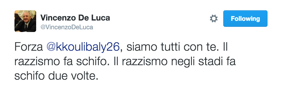 Vincenzo De Luca su Koulibaly